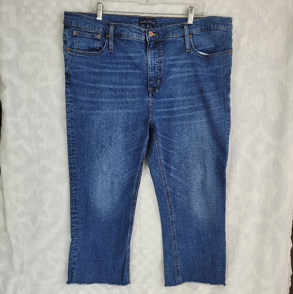 J Crew Mercantile high-rise medium wash cropped jeans with raw hem size 35 2X - Picture 1 of 10
